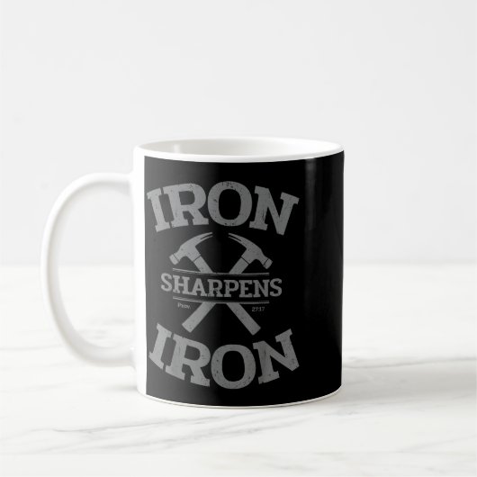 Iron Sharpens Iron Proverbs 27_17 Gym Workout Men  コーヒーマグカップ (左)