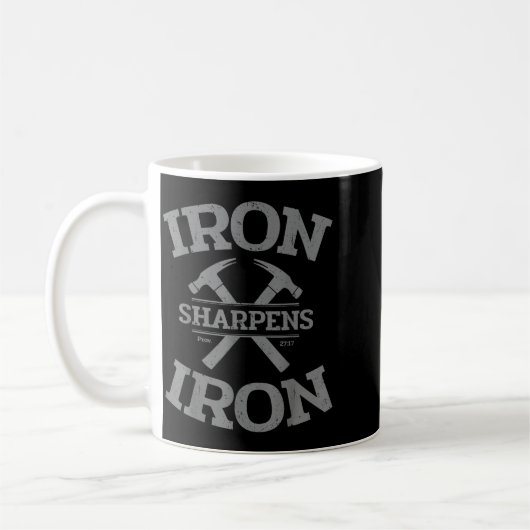 Iron Sharpens Iron Proverbs 27_17 Gym Workout Men  コーヒーマグカップ (左)