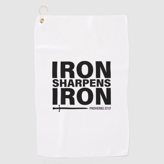 Iron Sharpens Iron White ゴルフタオル (正面)