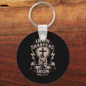 Iron Sharpens Iron Youth Christian Workout Gym Wei キーホルダー (正面)