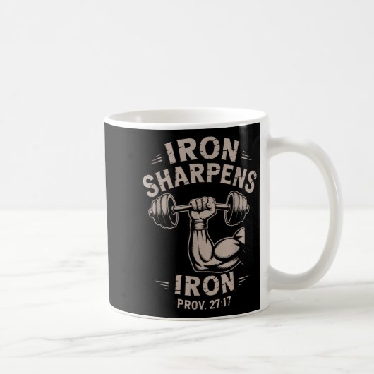 Iron Sharpens Iron Youth Christian Workout Gym Wei コーヒーマグカップ (右)