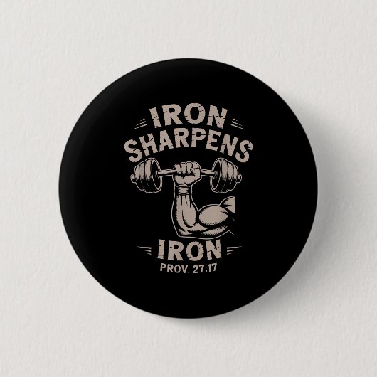 Iron Sharpens Iron Youth Christian Workout Gym Wei 缶バッジ (正面)