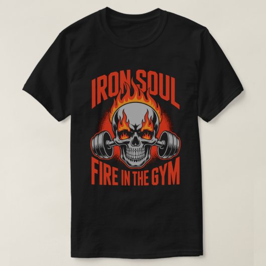 Iron Soul Skull Fitness Motivation Tee Tシャツ (デザイン正面)