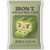 Iron T. 抹茶ロールケーキ: 日本のお菓子アート シール (正面)