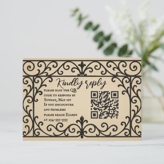 Iron Vow QR Code Wedding RSVP Card (スタンド正面)