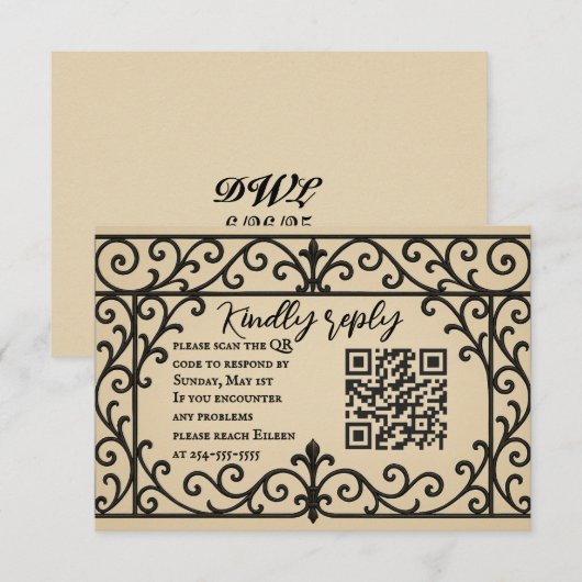 Iron Vow QR Code Wedding RSVP Card (正面/裏面)