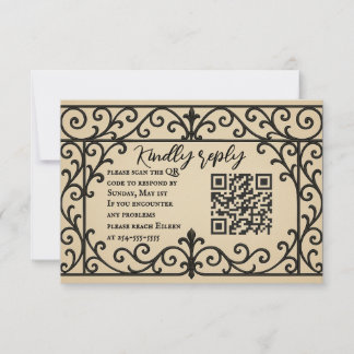 Iron Vow QR Code Wedding RSVP Card