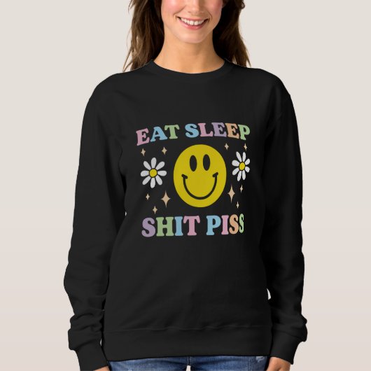 Ironic Eat Sleep Dark Humor Sarcastic Weird Offens スウェットシャツ (正面)
