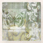 Ironworkのゲートが付いている緑の蝶差込み ガラスコースター