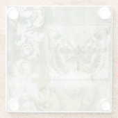 Ironworkのゲートが付いている緑の蝶差込み ガラスコースター (裏面)