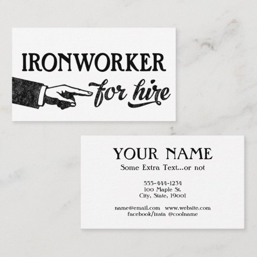 Ironworkerビジネスカード – カッコいいヴィンテージ 名刺 (正面/裏面)