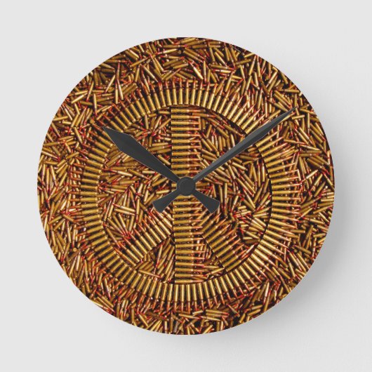 Irony, peace sign, bullets, ammunition ラウンド壁時計 (正面)