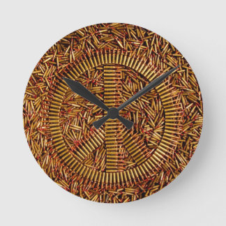 Irony, peace sign, bullets, ammunition ラウンド壁時計