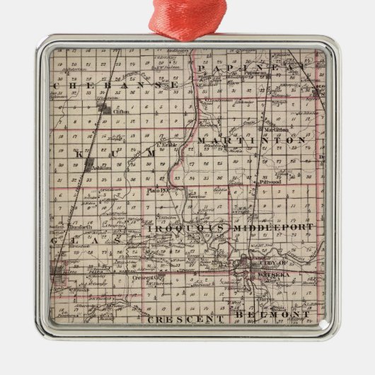 Iroquois郡の地図 メタルオーナメント (正面)