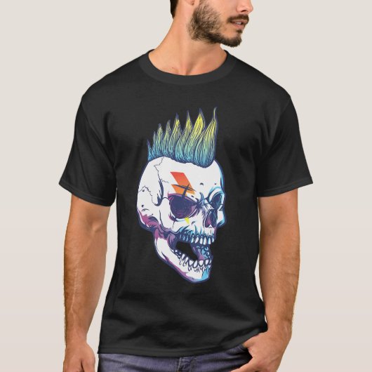 Iroquois Skeleton Scull Punk Rocker Halloween Part Tシャツ (正面)
