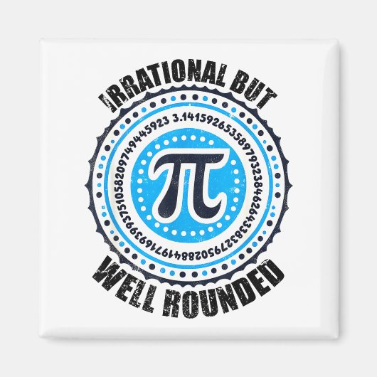 Irrational But Well Round 3,14 円周率シンボル マ マグネット (正面)