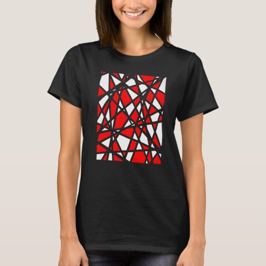Irregular White Shapes With Red Accents Abstract Tシャツ (正面)