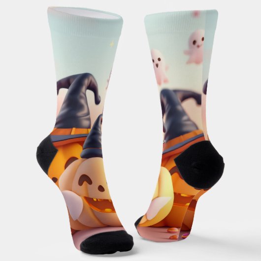 Irresistible Pumpkin Socks – Cute Halloween Magic ソックス (傾斜あり)