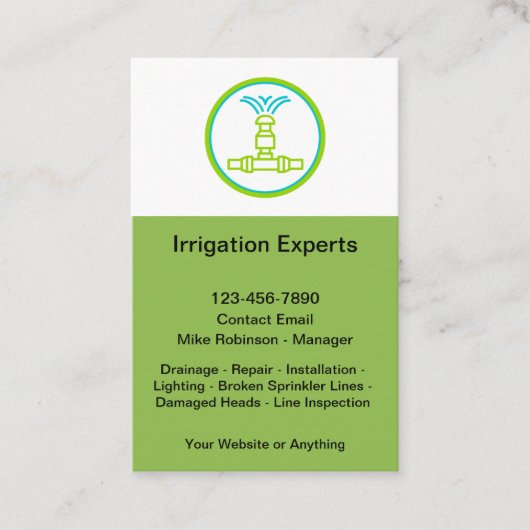 Irrigation And Sprinkler Systems 名刺 (正面)