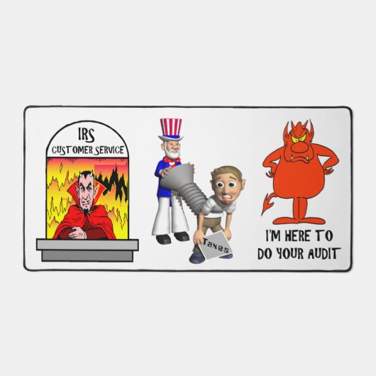 IRSおもしろいジョークtaxdayユーモアユーモアのある悪魔の監査 デスクマット (正面)