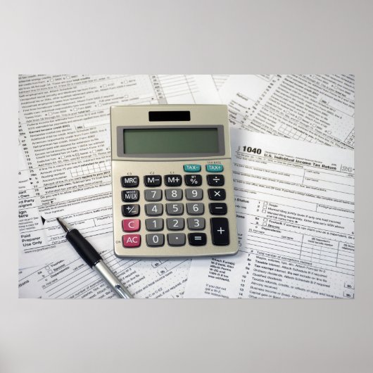 IRS tax forms with calculator ポスター (正面)