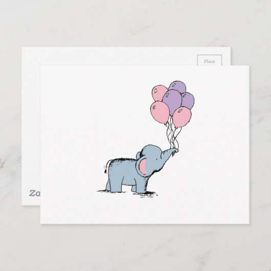 irthdayエレファントパステルウォーターカラーバルーノのバンチ ポストカード (正面/裏面)