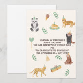 irthday Invitation for Boys Cute Safari Animals 招待状 (正面/裏面)