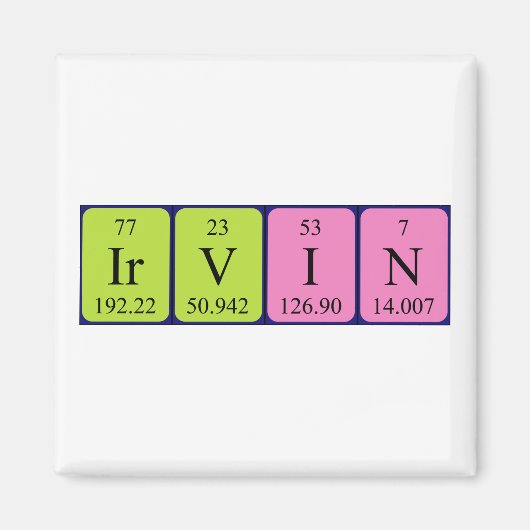 Irvin周期表名磁石 マグネット (正面)