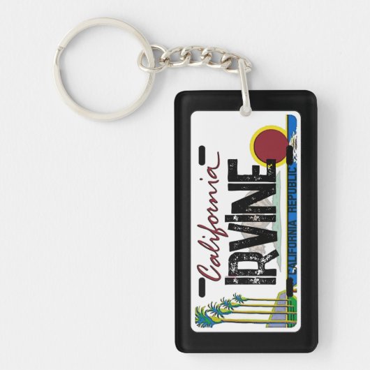 Irvine California flag license plate keychain キーホルダー (正面)