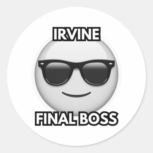 Irvine Final Boss Cool Emoji Sticker ラウンドシール (正面)