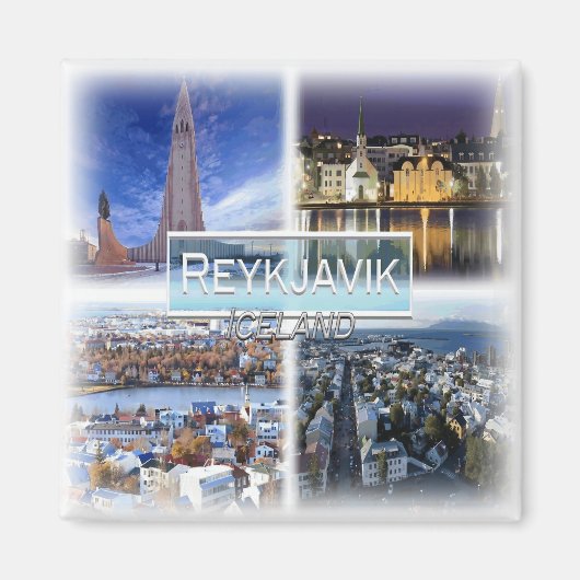 IS0007ヨーロッパ、アイスランド、レイキャビク、冷蔵庫 マグネット (正面)