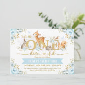 Is He ONE-deer-ful Boy Woodland 1st誕生日 招待状 (スタンド正面)