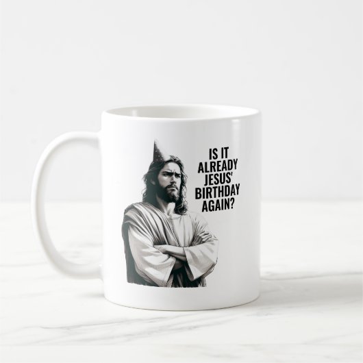 Is it already Jesus Birthday? - Funny Jesus Meme コーヒーマグカップ (左)