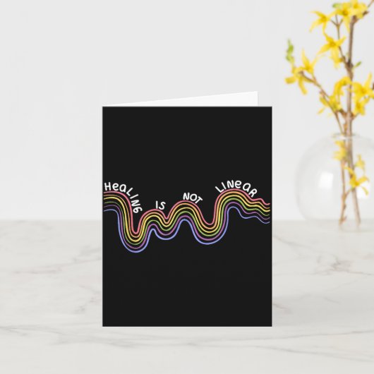 is Not Linear Funny Rainbow Mental Health カード (黄色い花)