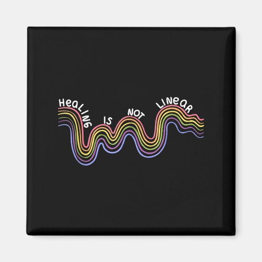 is Not Linear Funny Rainbow Mental Health マグネット (正面)