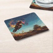 I's On Fire - Motocrossライダー スクエアペーパーコースター (アングル)