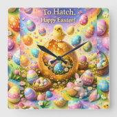 Is ready to hatch magical happy Easter wall スクエア壁時計 (正面)