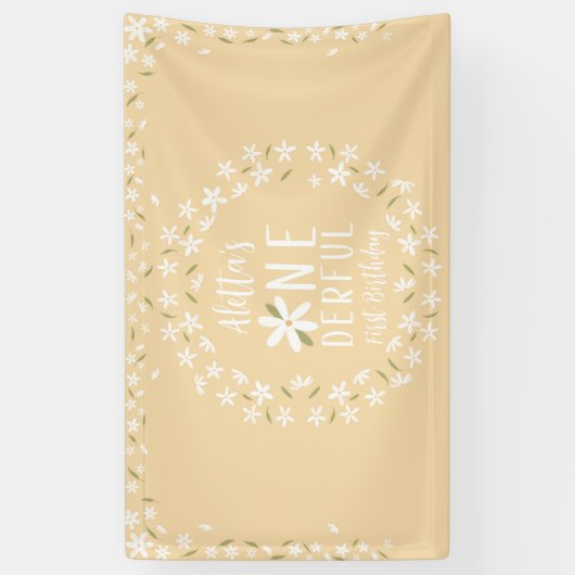 Is She Onederfulイエローデイジー誕生日バナー 横断幕 (縦)