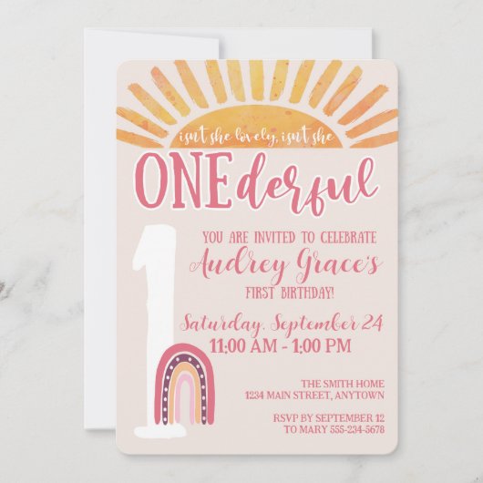 Is She ONEderful誕生日招待状 招待状 (正面)