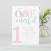 Is She Onederful 1st誕生日招待状パステル 招待状 (スタンド正面)