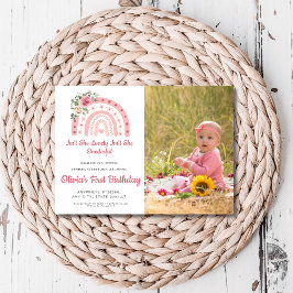 Is She Onederful boho Rainbow誕生日写真 招待状