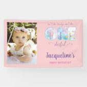 Is She ONEderful Pink Girls 1st Birthdayパーティー 横断幕 (横)