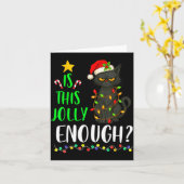 Is This Jolly Enough Funny Black Cat Christmas Tre カード (黄色い花)