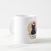Is This Jolly Enough Funny Black Cat Christmas Tre コーヒーマグカップ (正面左)