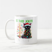 Is This Jolly Enough Funny Black Cat Christmas Tre コーヒーマグカップ (左)