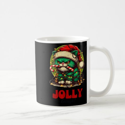 Is This Jolly Enough_ Funny Cat For Christmas Sarc コーヒーマグカップ (右)