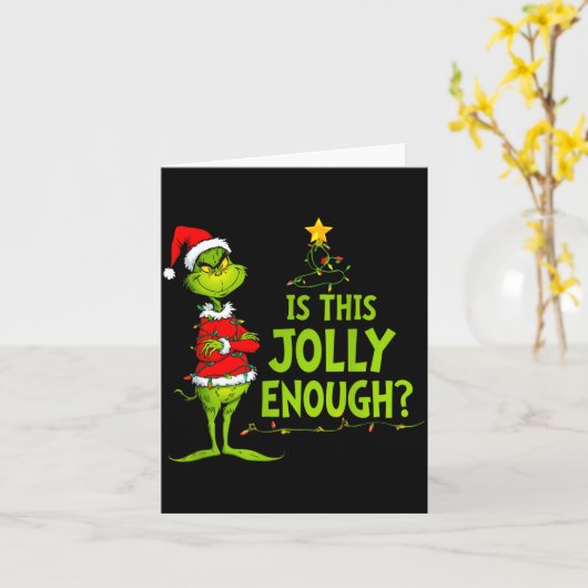 Is This Jolly Enough Funny Christmas Tree Lights H カード (黄色い花)