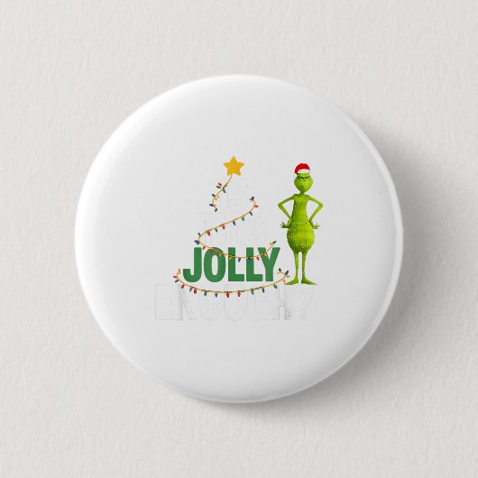 Is This Jolly Enough Funny Christmas Tree Lights H 缶バッジ (正面)