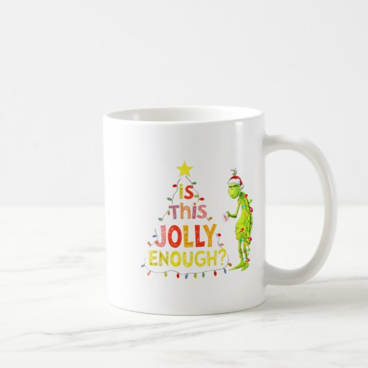 Is This Jolly Enough Green Funny Merry Christmas T コーヒーマグカップ (右)