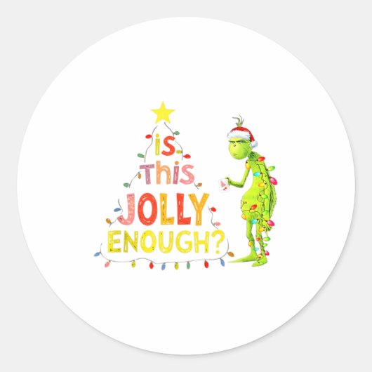 Is This Jolly Enough Green Funny Merry Christmas T ラウンドシール (正面)